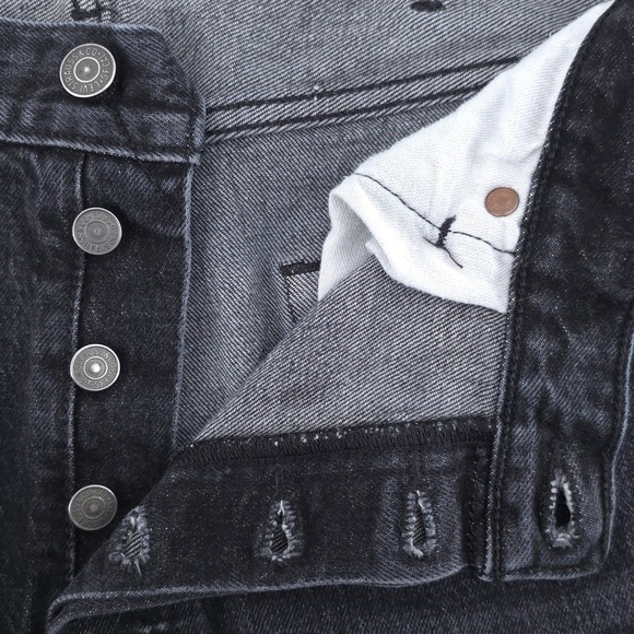 Levis Mens Jeans 501 Original 38x34 Black Straight Leg Stretch Denim Pants - Picture 8 of 12